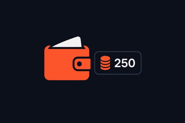 Wallet-based pricing showing a wallet icon with credits for publishing